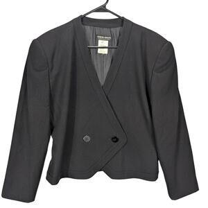 Giorgio Armani Blazer Womens IT 44 Black Cropped Double Breasted Made in Italy